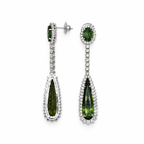 18K White Gold 11.80ct Green Tourmaline & 1.42ct Diamond Earrings COLER016 GZAJ