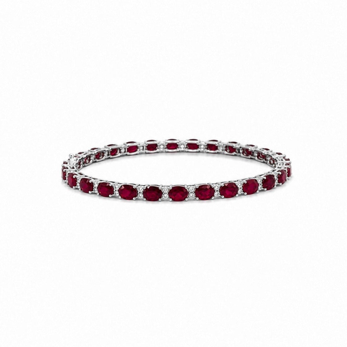 14K White Gold Ruby and Diamond Bracelet – 13.00CT Rubies, 0.25CT Diamonds SDB0046 INTJ