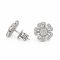 14K White Gold 1.43 Ct Diamond Flower Earrings