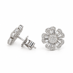 14K White Gold 1.43 Ct Diamond Flower Earrings
