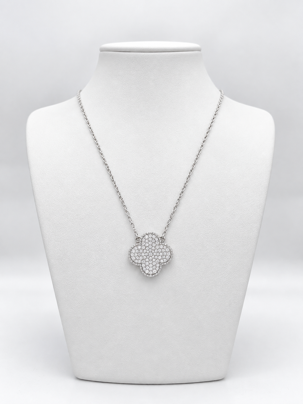 14K White Gold Diamond Clover Pendant Necklace – 1.55CT DP015 INJJ