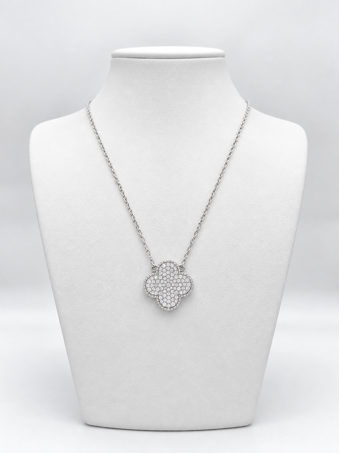 14K White Gold Diamond Clover Pendant Necklace – 1.55CT DP015 INJJ