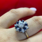 18K Yellow & White Gold Sapphire & Diamond Flower Ring – 0.60CT Sapphire / 1.00CT Diamonds | SDR007