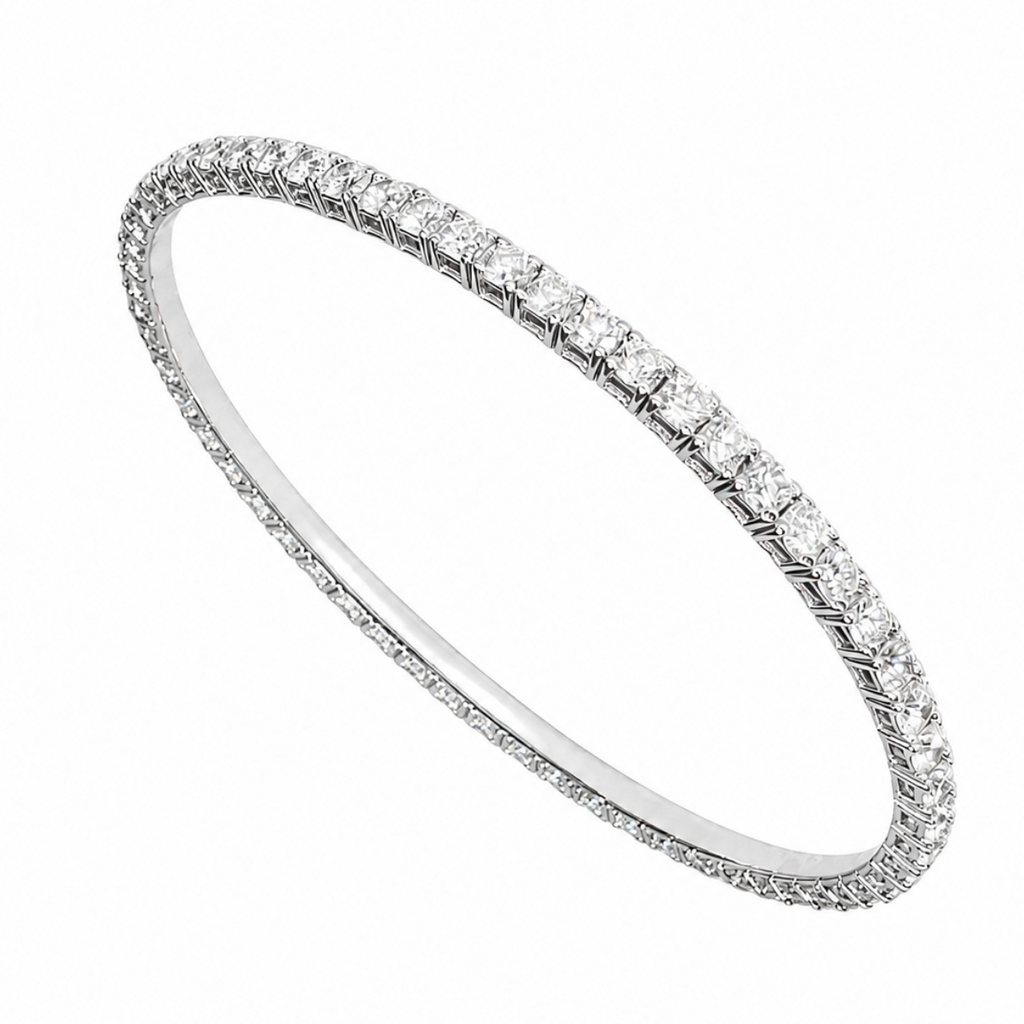 14K White Gold 3.42 CT Diamond Flexible Tennis Bangle DB0114 GGJJ