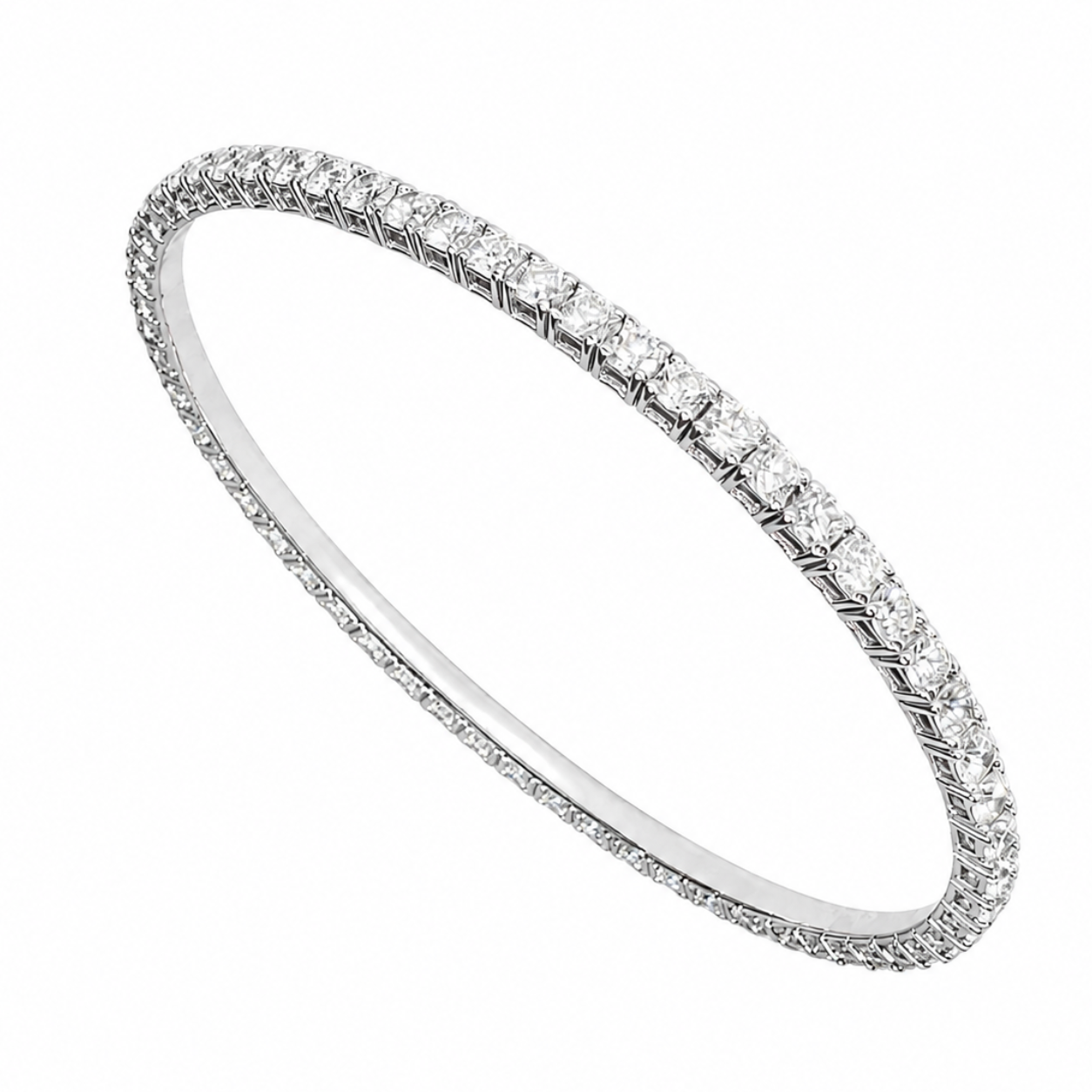 14K White Gold 3.42 CT Diamond Flexible Tennis Bangle DB0114 GGJJ