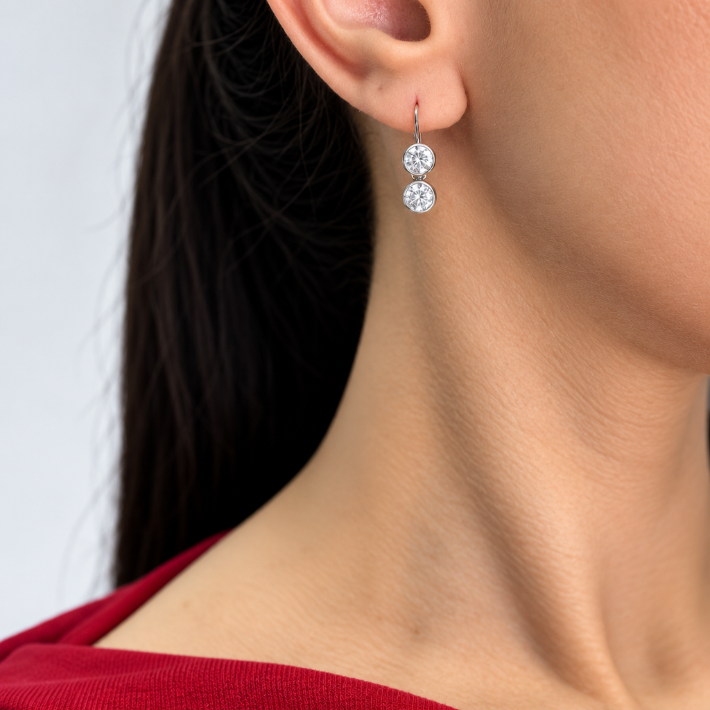14K White Gold 2.24ct Round Diamond Bezel-Set Earrings DIER0111 GTJJ