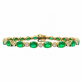 18K Yellow Gold 5.60 Ct Emerald & 0.74 Ct Diamond Bracelet EMDB012 NIZJ