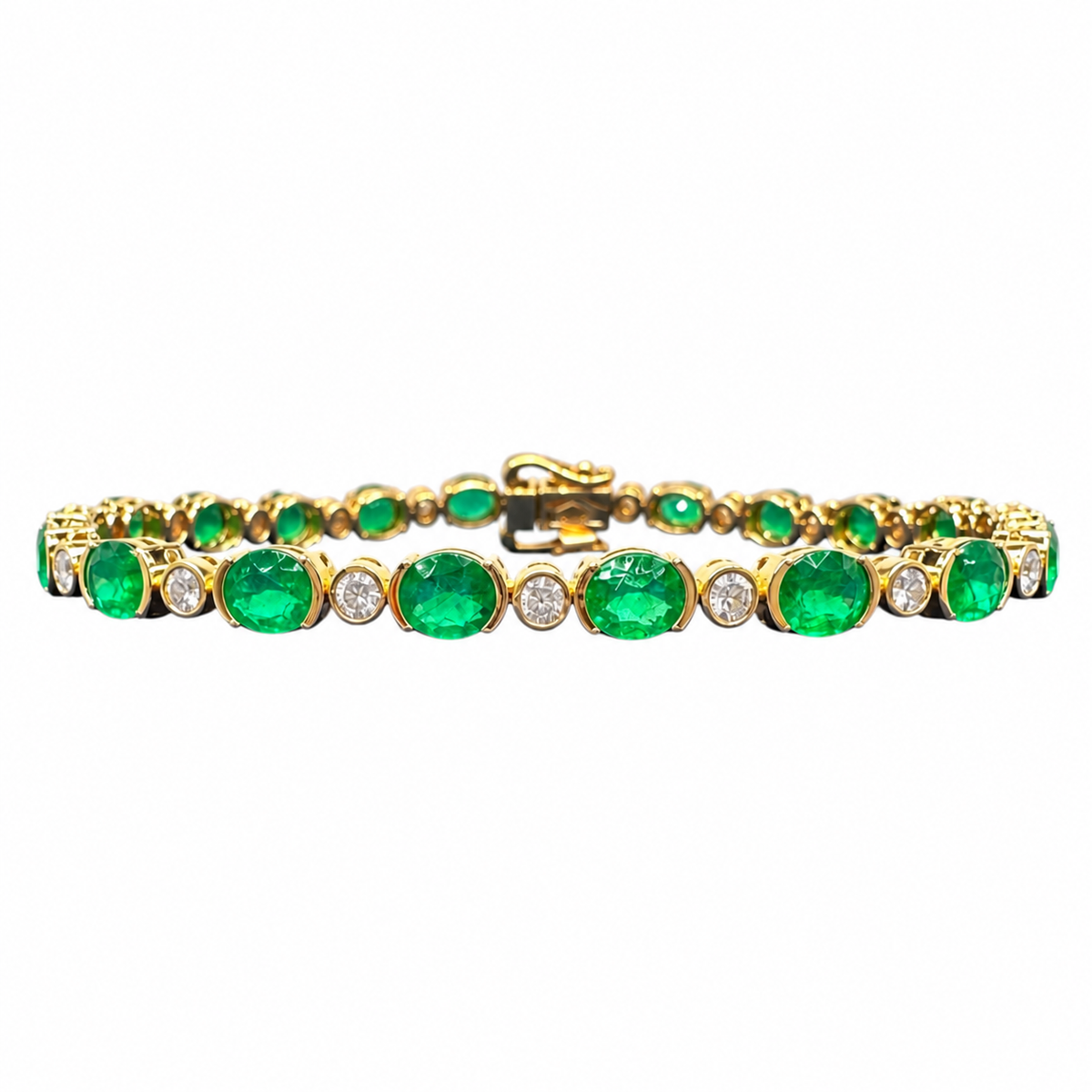 18K Yellow Gold 5.60 Ct Emerald & 0.74 Ct Diamond Bracelet EMDB012 NIZJ