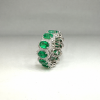 18k White Gold Eternity Band with Natural Diamonds and Natural Emeralds  EMDR031 ILTJ