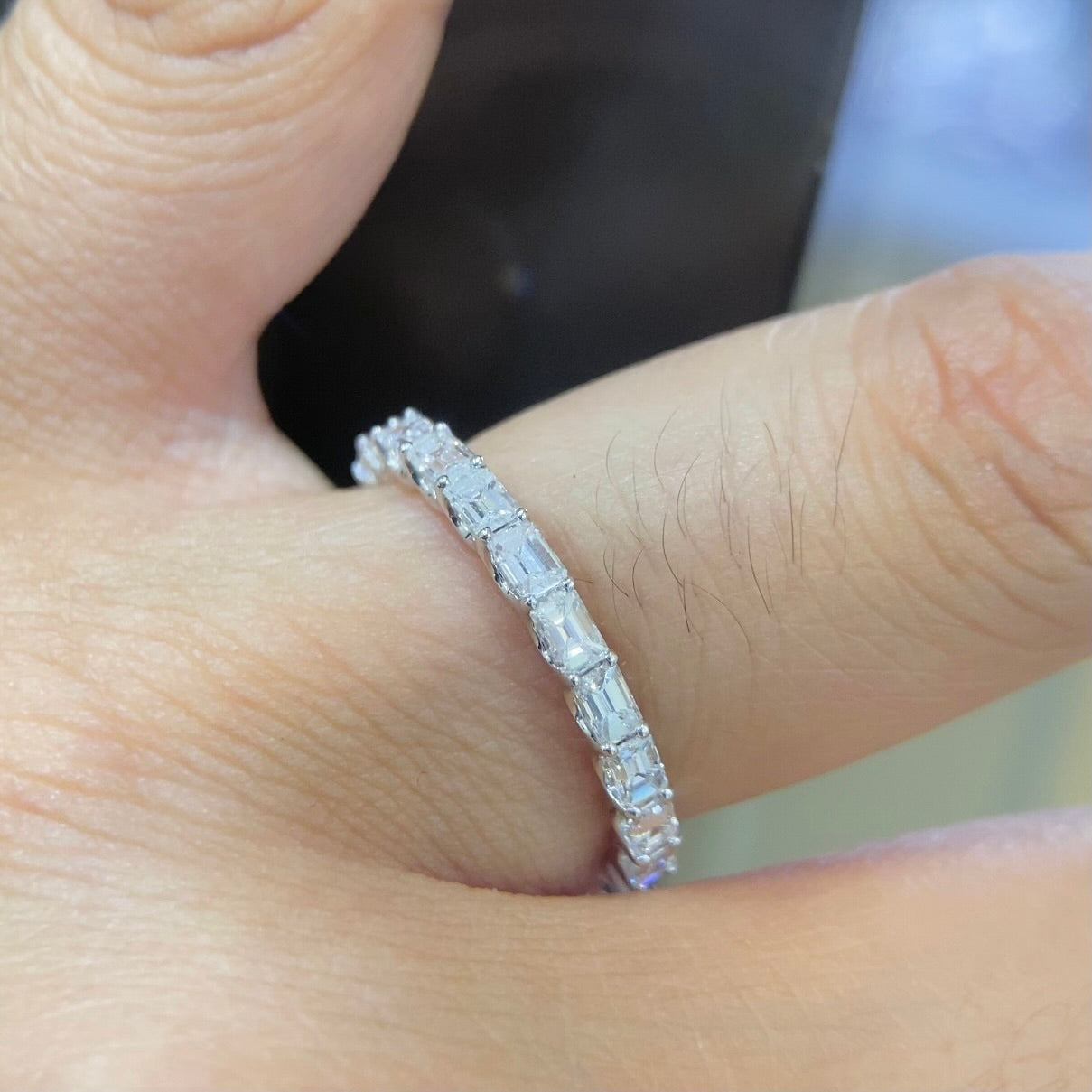 18K White Gold Emerald Cut Diamond Eternity Band – 1.33CT G-H/VS | WB110