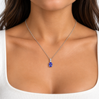 14K White Gold Tanzanite & Diamond Pendant Necklace – 1.50 CT Tanzanite, 0.26 CT Diamonds DP0034 SNJ