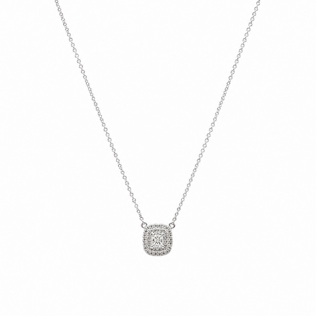 18K White Gold 0.50 CT Diamond Pendant Necklace IJJJ