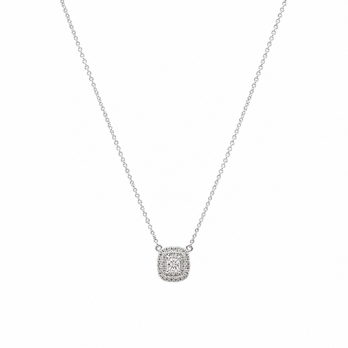 18K White Gold 0.50 CT Diamond Pendant Necklace IJJJ