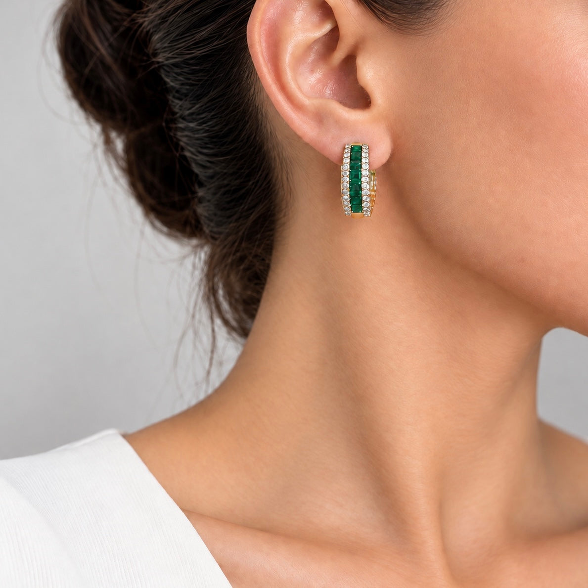 14K Yellow Gold Emerald & Diamond Earrings – 4.61ct Emeralds, 1.50ct Diamonds EMER024 IEJJ
