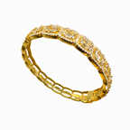 18K Yellow Gold Diamond Bangle Bracelet – 3.98CT Emerald & Round Cut Diamonds DB069 GEJJ