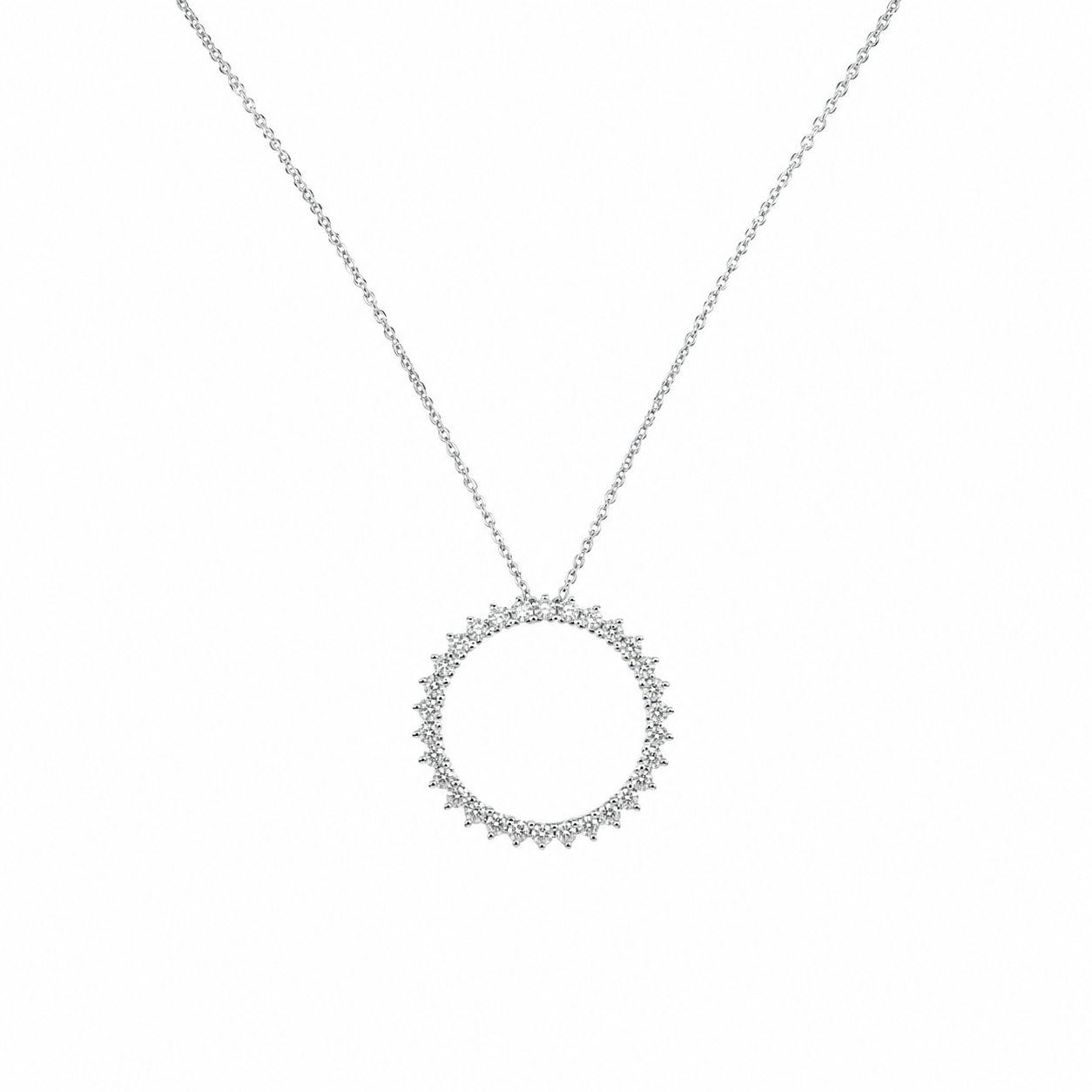 14K White Gold Circle of Love/Life Diamond Pendant Necklace – 1.52CT INJJ