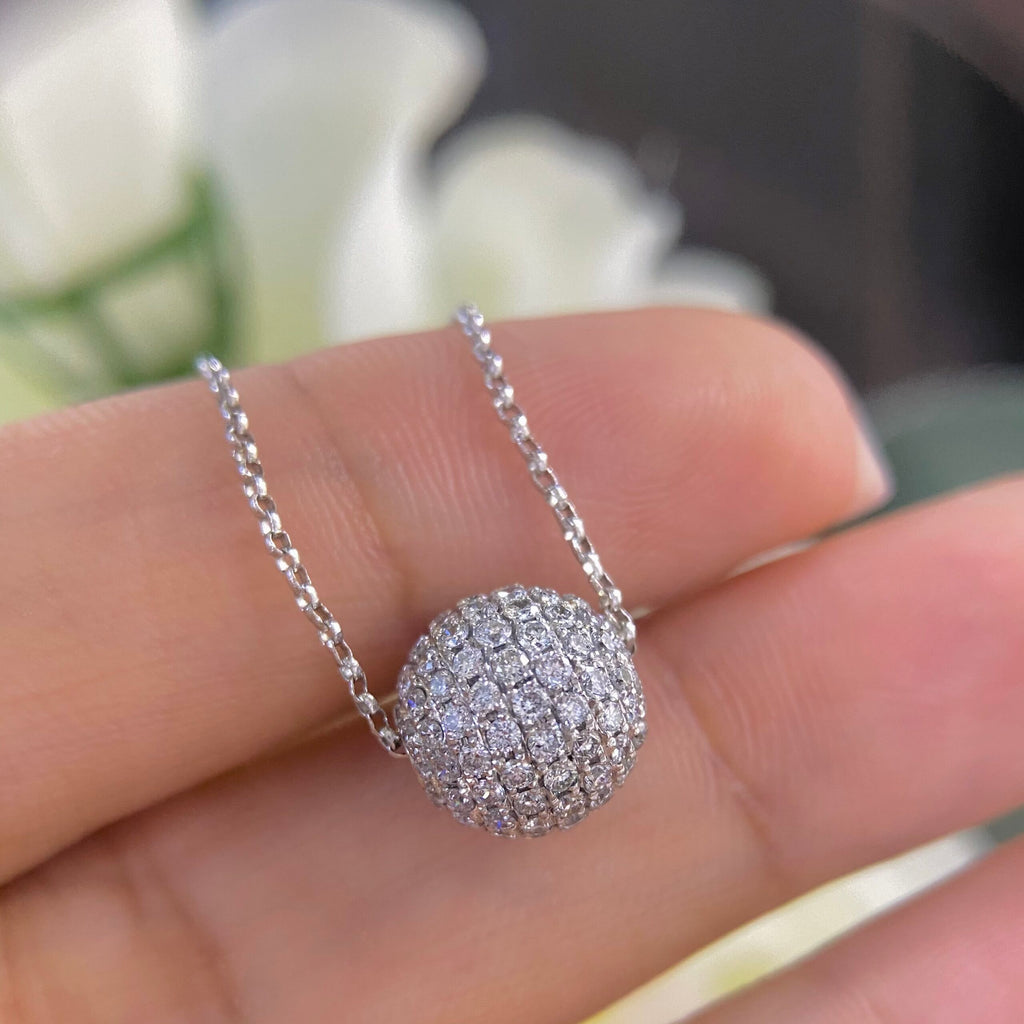 18K White Gold Diamond Ball Pendant – 1.26CT F-G/SI | DP050 ETJ