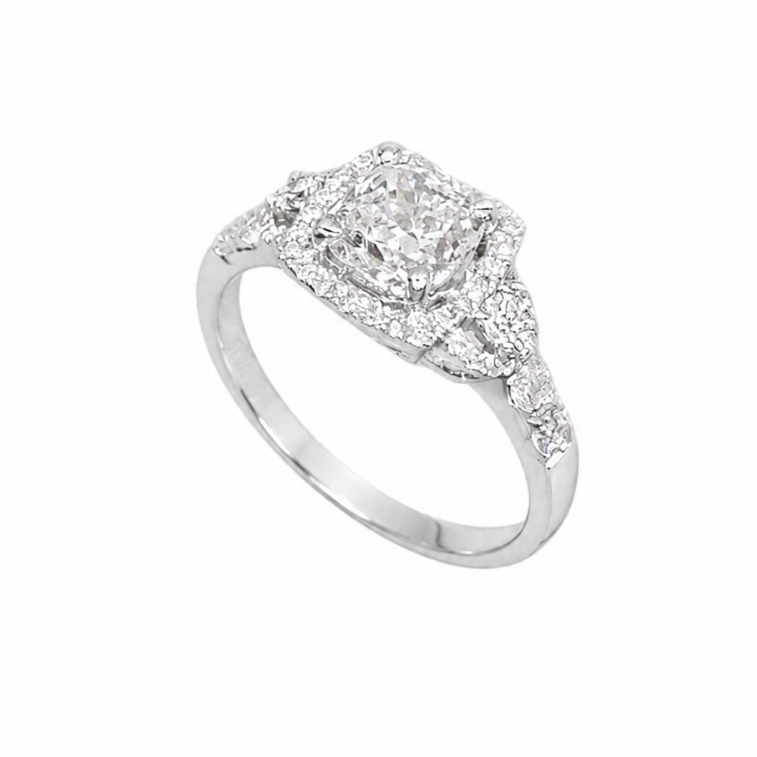 14K White Gold 1.40CT Diamond Ring  CUSHDR025 IATJ
