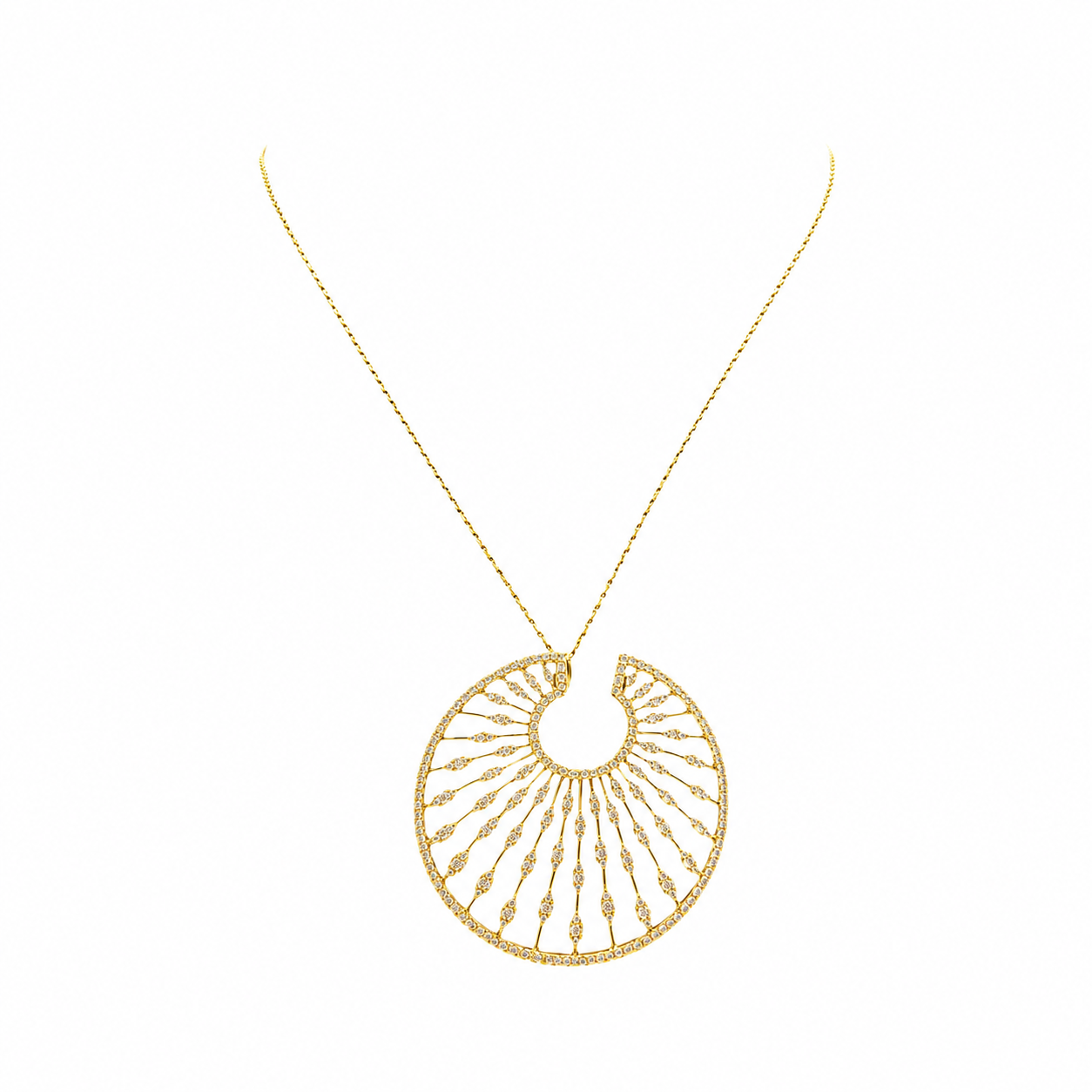 18K Yellow Gold Diamond Pendant Necklace – 1.94 CT Diamonds DN0078 ILEJ