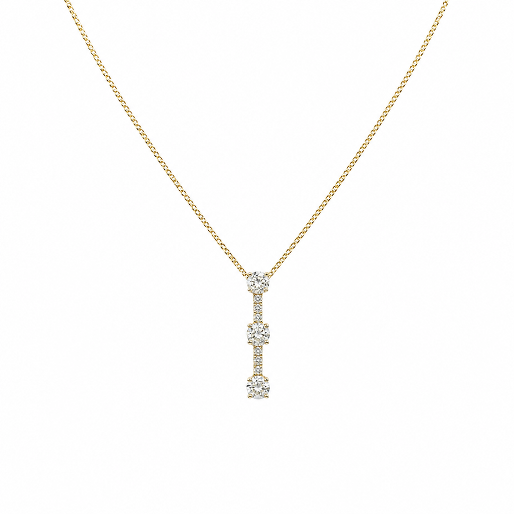 14K Yellow Gold Diamond Pendant Necklace – 2.20 CT Total Diamonds IIJJ