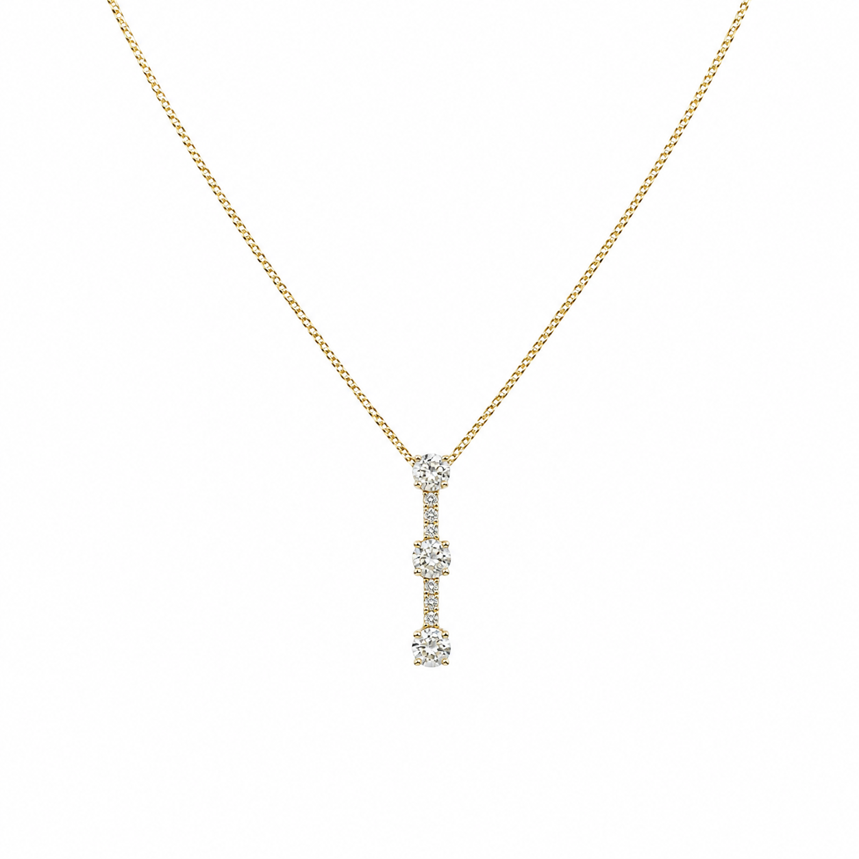14K Yellow Gold Diamond Pendant Necklace – 2.20 CT Total Diamonds IIJJ