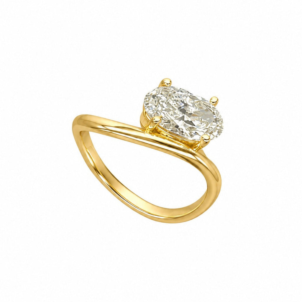 18K Yellow Gold East-West Oval Diamond Ring – 1.50CT  DR092 GZJJ