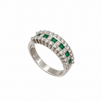 18K White Gold Ring – 0.69ct Diamonds & 0.30ct Emeralds M35180 ETJ