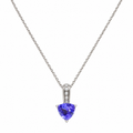 14K White Gold Pendant Necklace with 2.50ct Blue Tanzanite &amp; 0.11ct Diamonds – 16” Chain