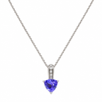 14K White Gold Pendant Necklace with 2.50ct Blue Tanzanite &amp; 0.11ct Diamonds – 16” Chain