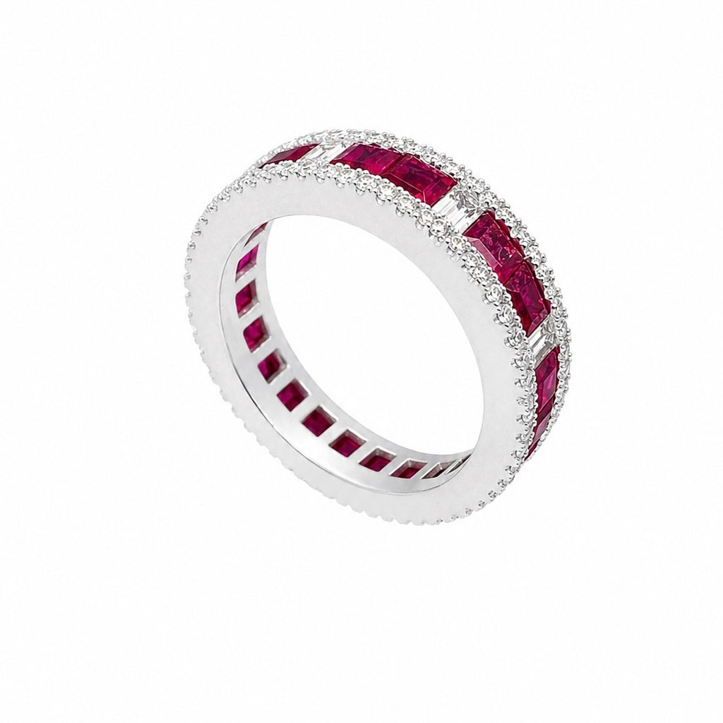 18K White Gold Ruby & Diamond  Ring – 3.55 CT Rubies & 1.05 CT Diamonds RDR019 GGNJ