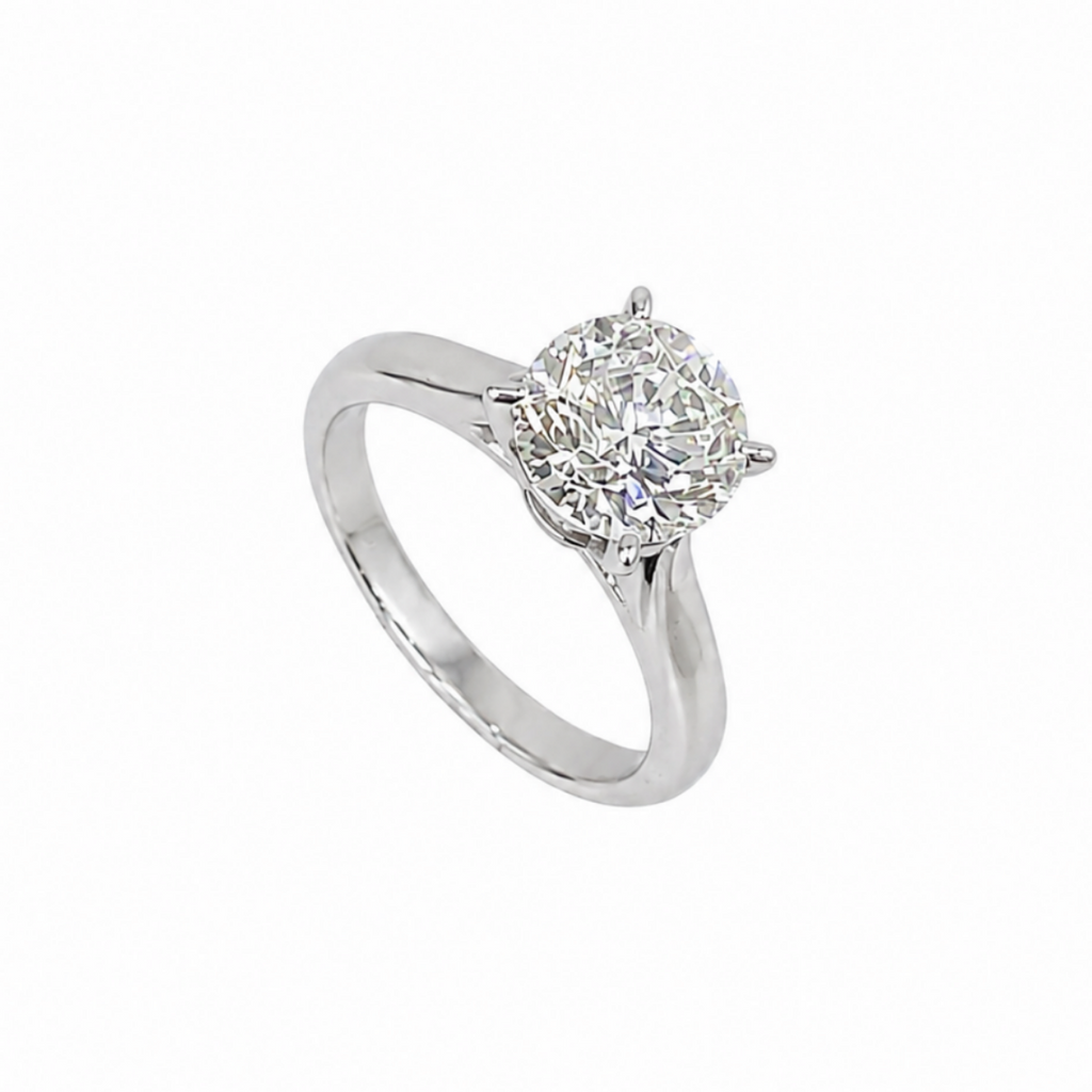 14K White Gold 2.39ct Clarity Enhanced Round Diamond Ring RDER022 AJJJ
