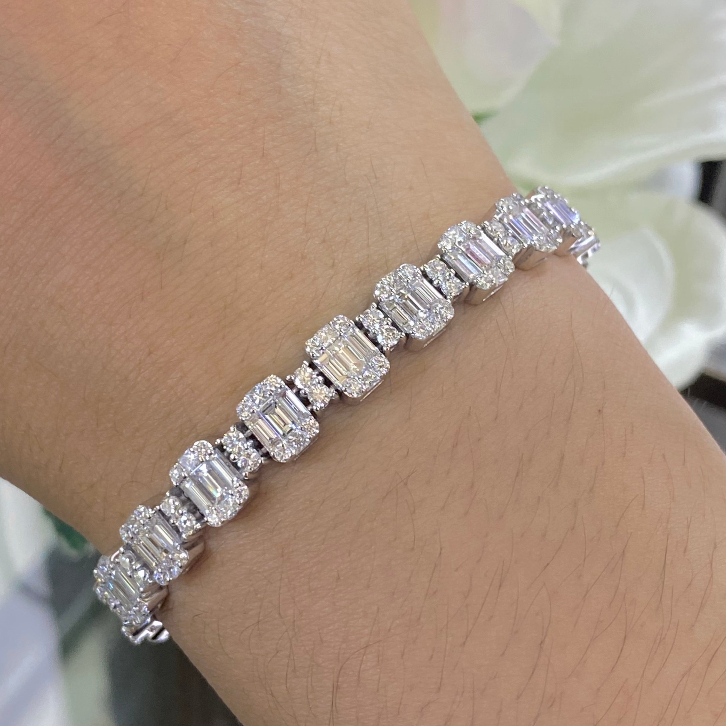18K White Gold Diamond Bracelet – 7.61CT F-G/VS2-SI | DB0015