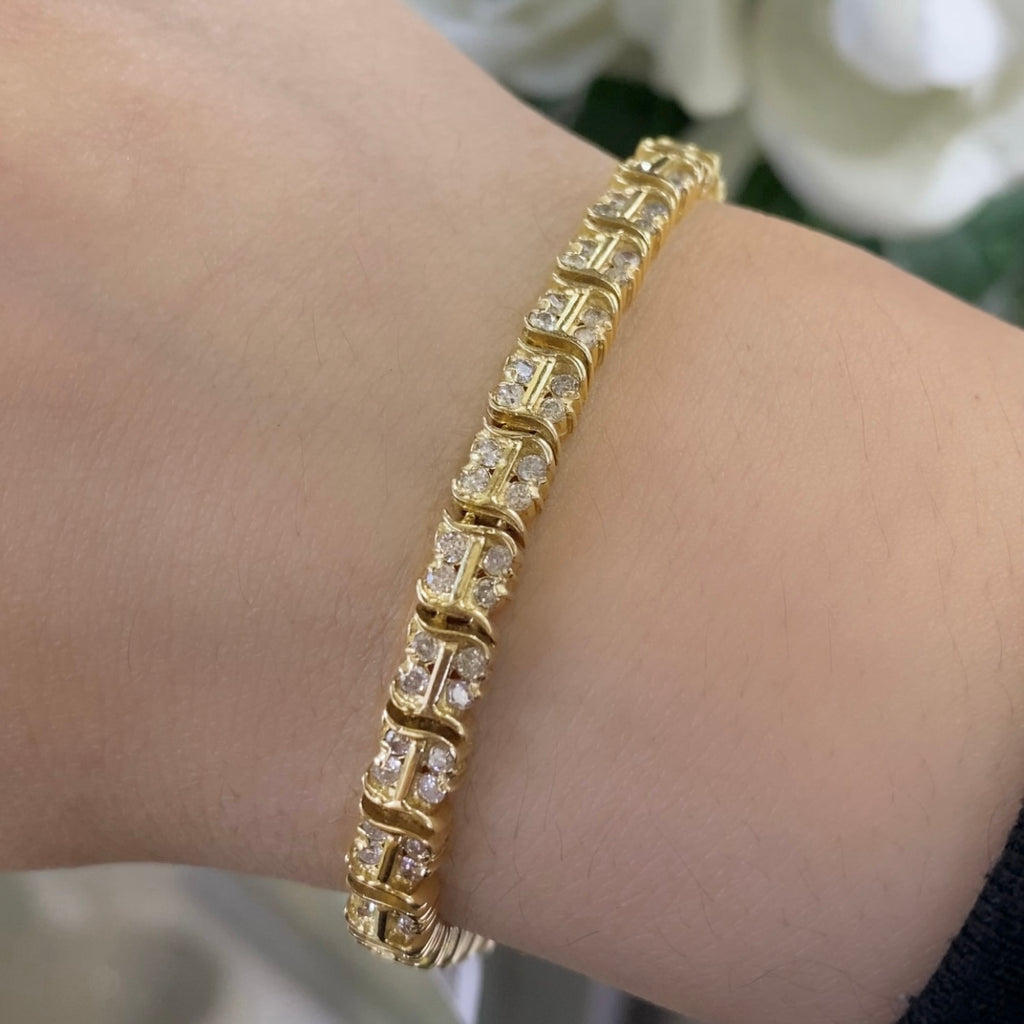 14K Yellow Gold Diamond Bracelet with 2.50CT Diamonds