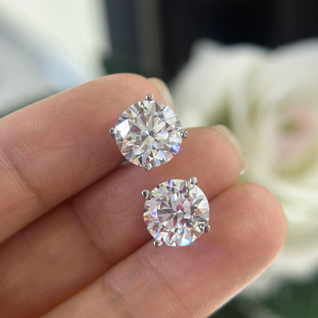 14K White Gold Lab Grown Diamond stud Earrings with 6.14ct ,HVS color. DIER0155 INTJ