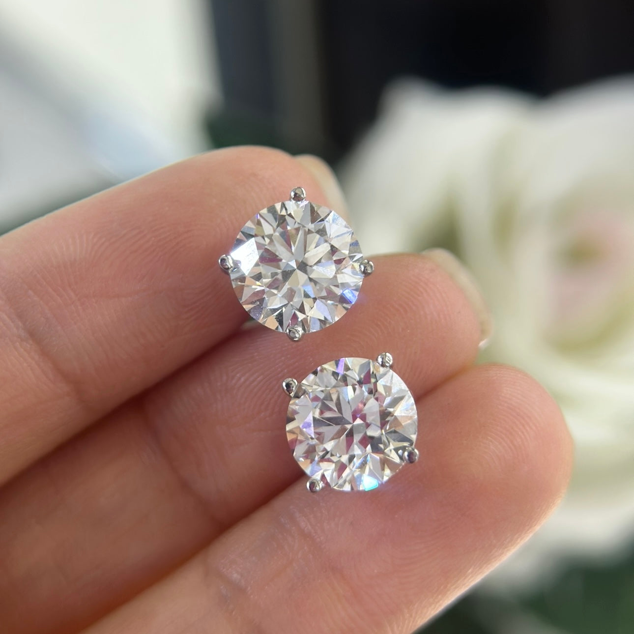 14K White Gold Lab Grown Diamond stud Earrings with 6.14ct ,HVS color. DIER0155 INTJ