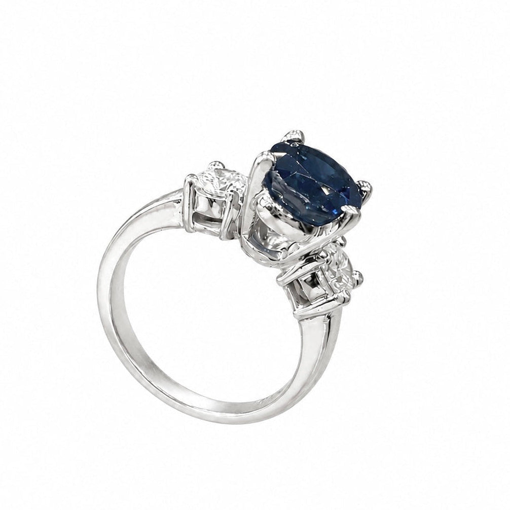14K White Gold Sapphire & Diamond Three-Stone Ring – 3.50ct Sapphire, 0.60ct Diamonds SDR018 STJ