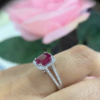 18K White Gold Ring with 1.60CT Ruby & 0.45CT Diamonds | RDR008 ITJJ