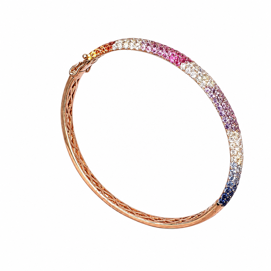 18K Rose Gold Sapphire & Diamond Pavé Bangle – 3.72ct Sapphires, 1.74ct Diamonds SDB036 NZJJ