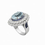 18K White Gold Aquamarine, Sapphire & Diamond Ring CDR006 NTJJ