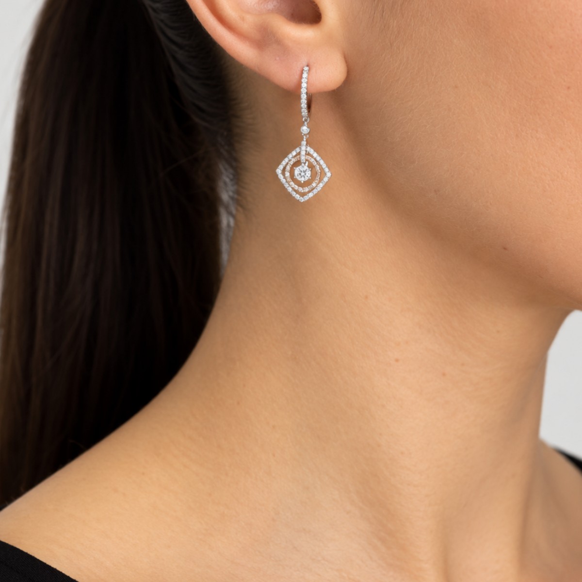 14K Two-Tone White and Rose Gold Diamond Earrings – 0.41 CT