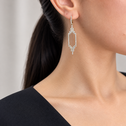 14K Yellow Gold 1.54 CT Diamond Geometric Earrings