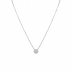14K White Gold Bezel-Set Round Diamond Pendant Necklace – 0.66 CT DP009 STJ