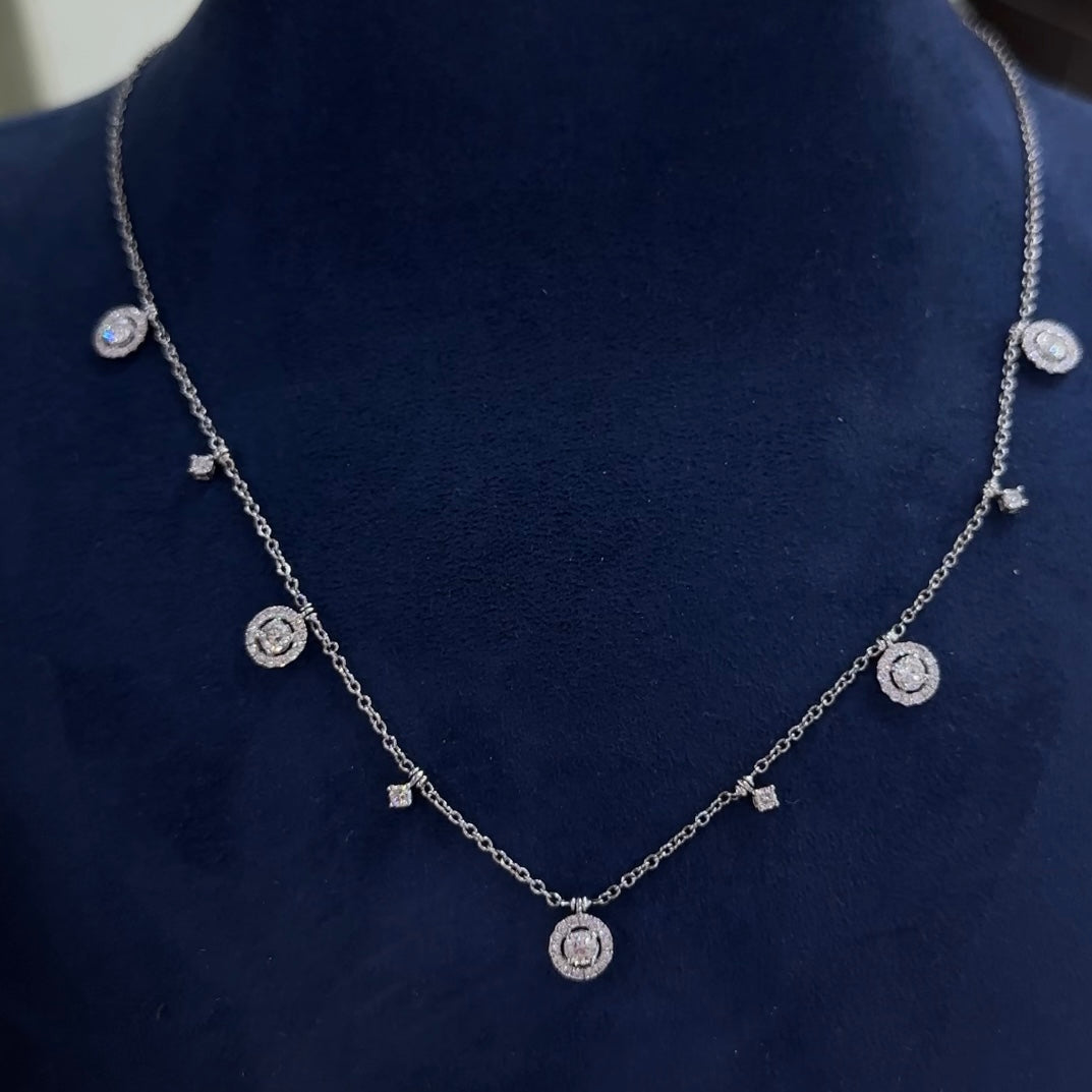 18Kt White Gold Necklace with 1.10ct total in round cut Natural diamonds . WF-138185-1 IJJJ
