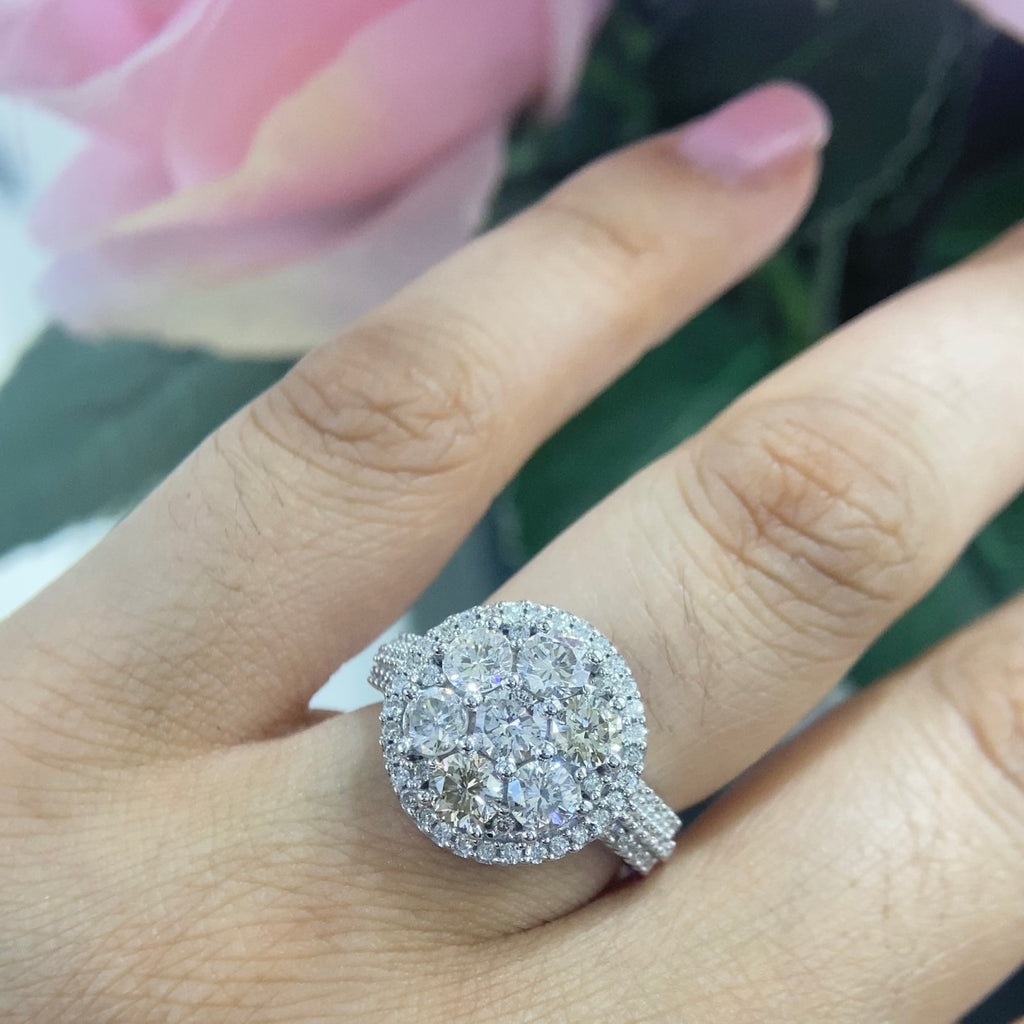 14K White Gold Natural Diamond Ring – 2.50CT G-H/VS | DR006 I,NJJ