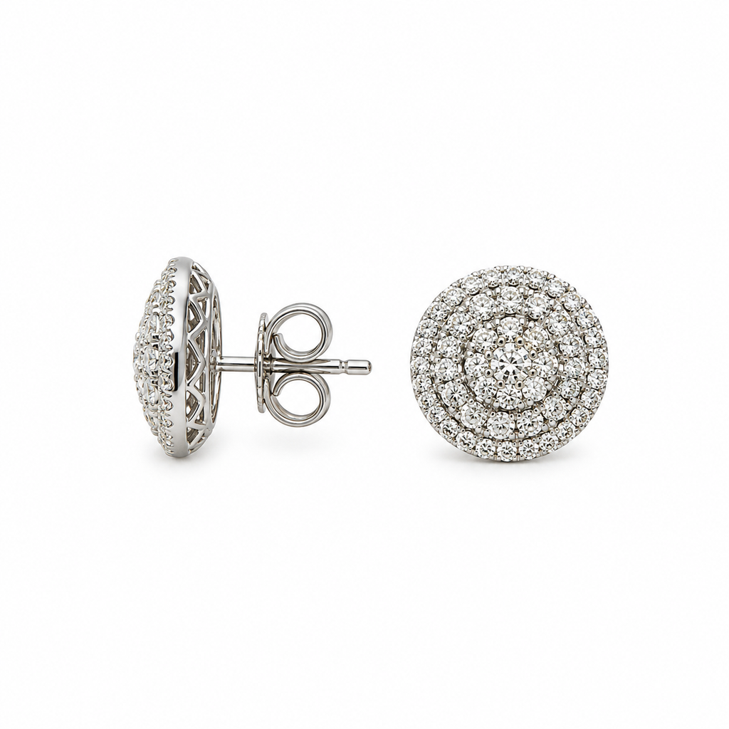 18K White Gold 3.15 Ct Round Diamond Earrings