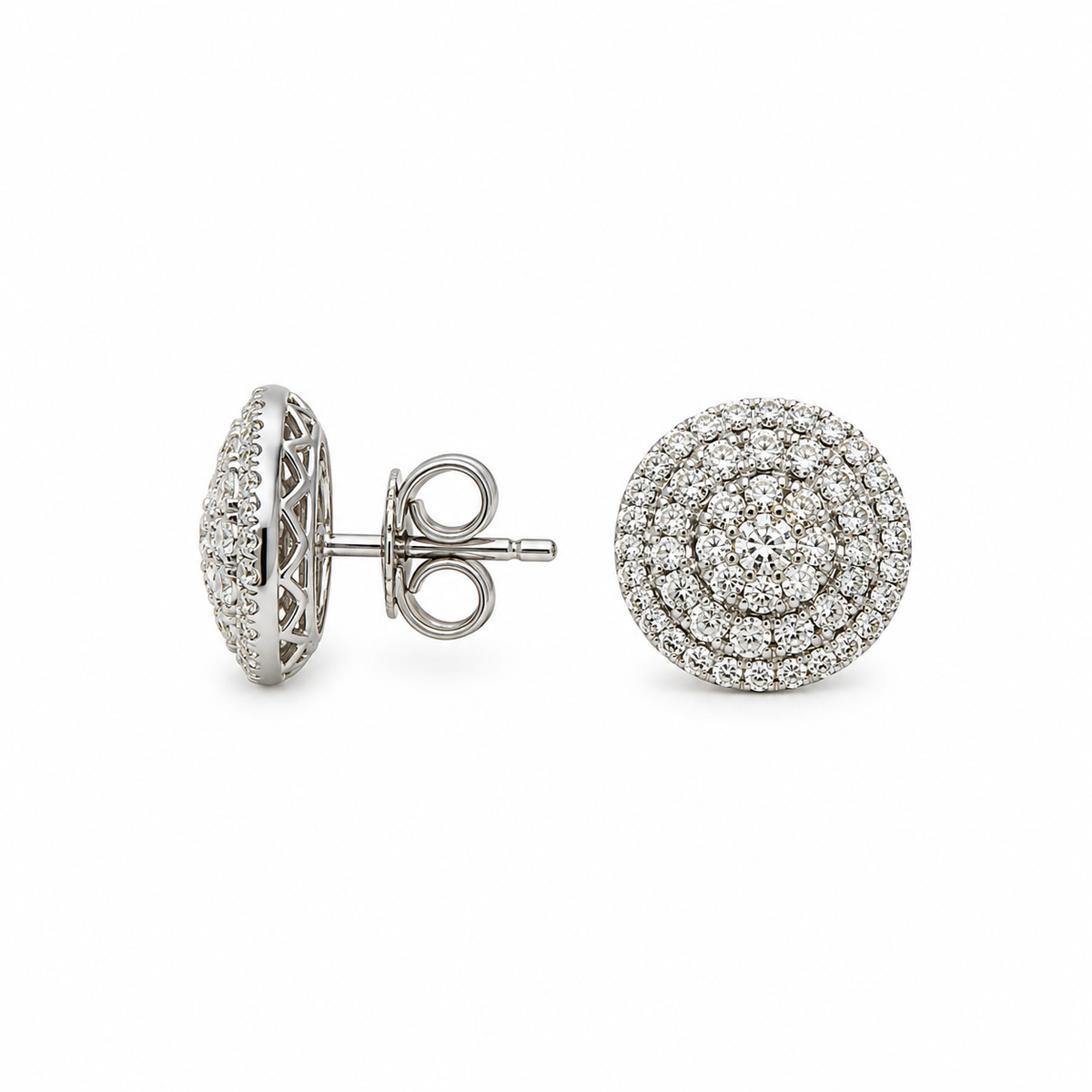 18K White Gold 3.15 Ct Round Diamond Earrings
