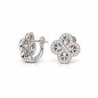 14K White Gold 0.89 Ct Diamond Floral Earrings