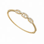 14K Yellow Gold Diamond Bangle Bracelet – 0.95ct Natural Diamonds, 7” Wrist YKB00045