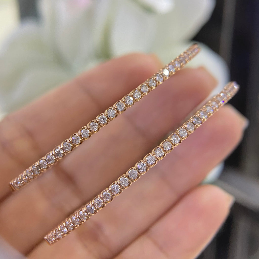 14K Rose Gold Diamond Hoop Earrings – 3.30CT DIER145 IETJ