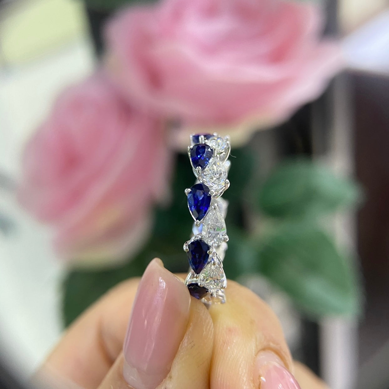 18K White Gold Ring with 2.24CT Sapphires & 1.87CT Diamonds | PJ39BS-1 NENT
